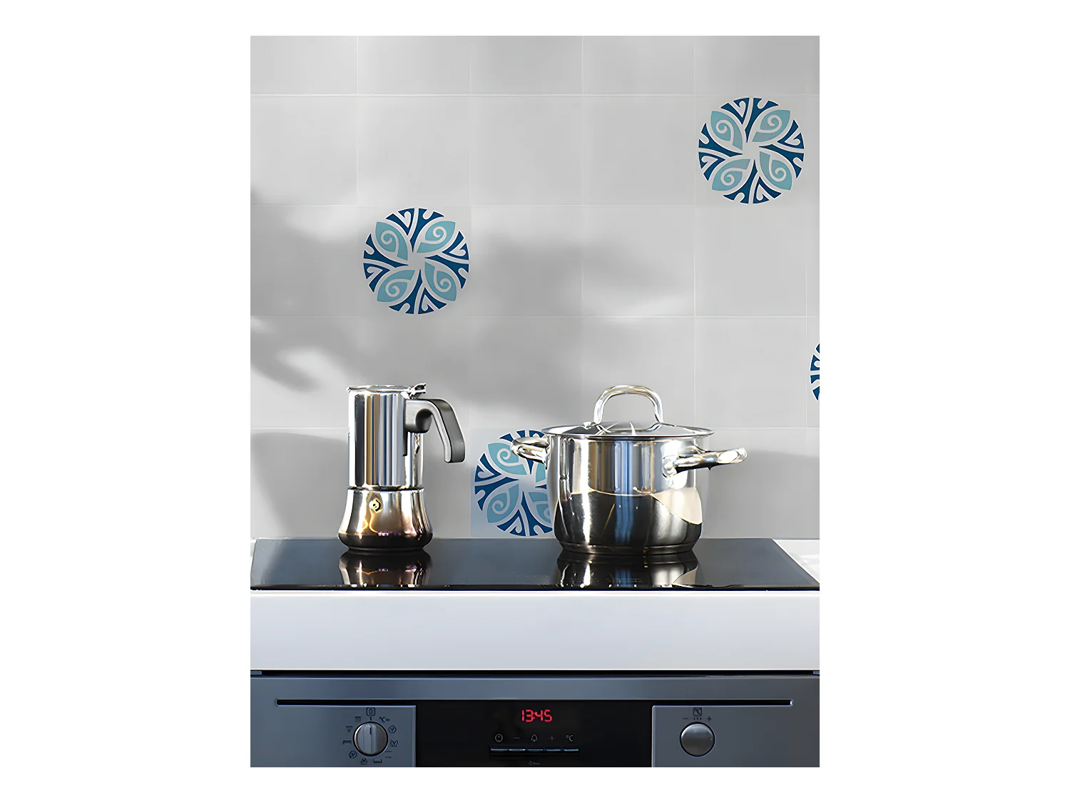 4 Carreaux de ciment véritable 0,16m2/ Carreaux de ciment artisanaux coloris Bleu pour sol et mur - l.20 x L.20 cm