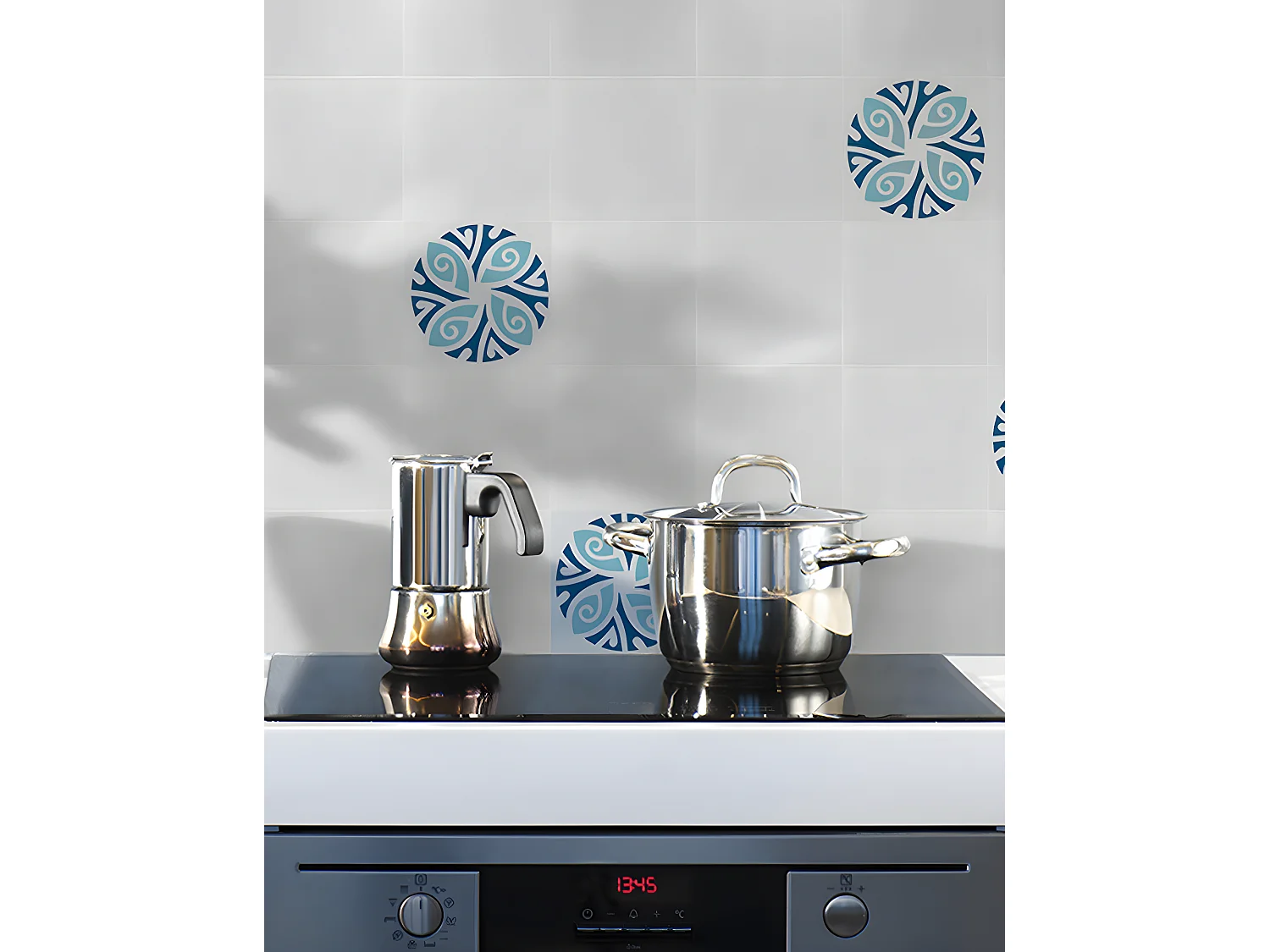 4 Carreaux de ciment véritable 0,16m2/ Carreaux de ciment artisanaux coloris Bleu pour sol et mur - l.20 x L.20 cm