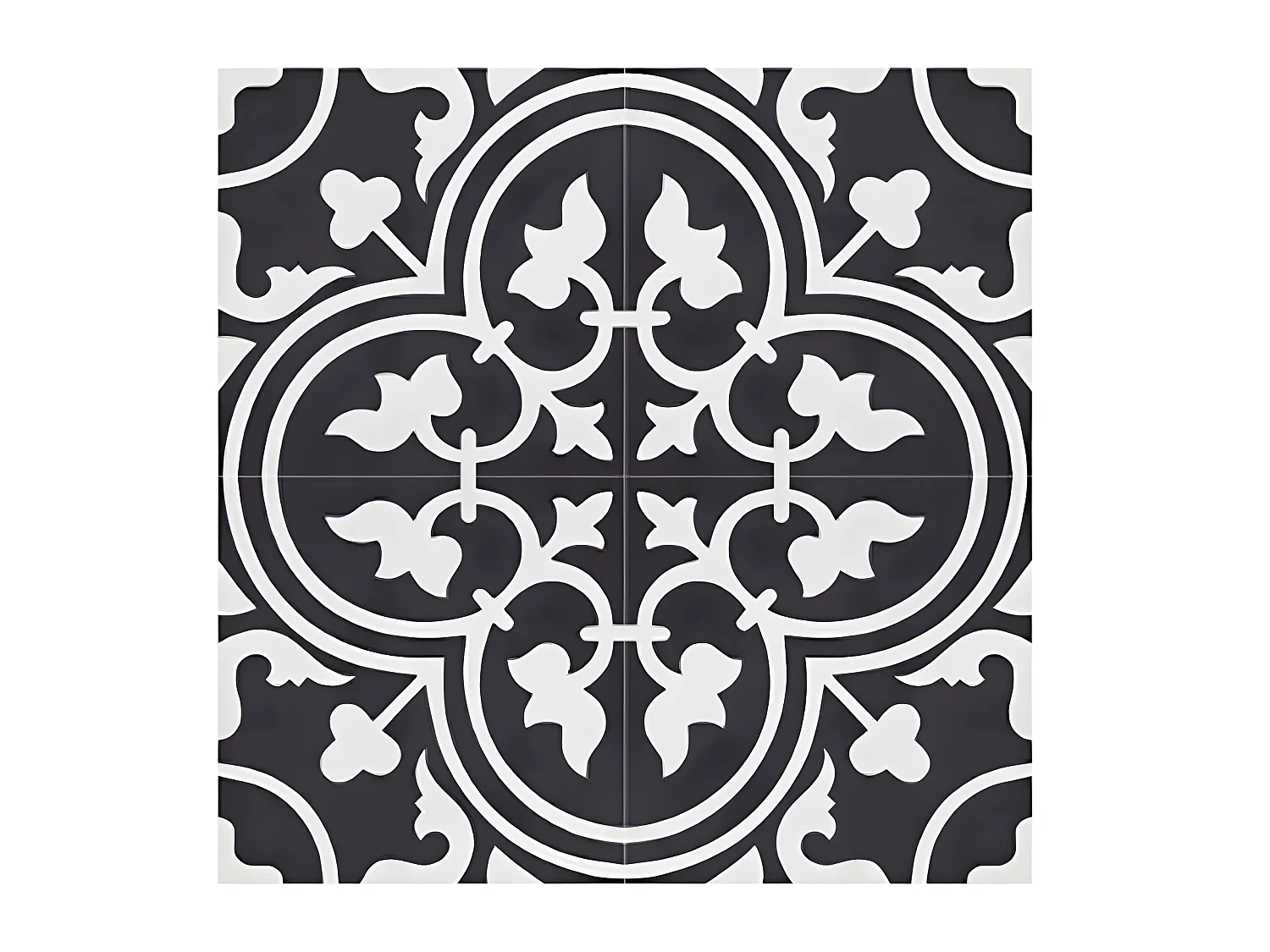 4 Carreaux de ciment véritable 0,16m2 / Carreaux de ciment artisanaux pour sol et mur coloris noir - l.20 x L.20 cm