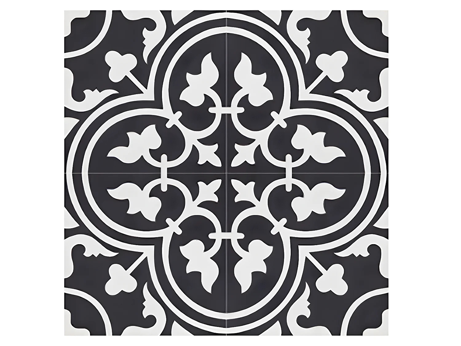 4 Carreaux de ciment véritable 0,16m2 / Carreaux de ciment artisanaux pour sol et mur coloris noir - l.20 x L.20 cm