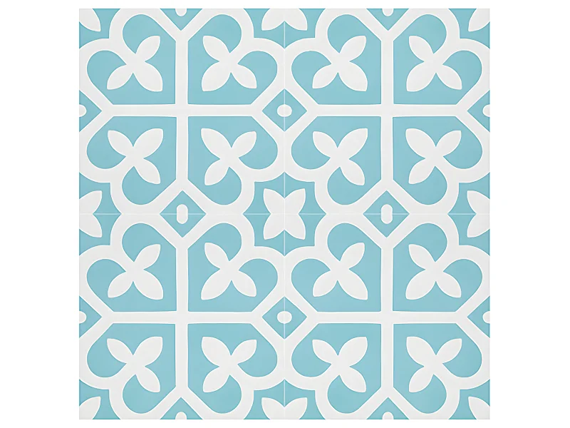 4 Carreaux de ciment véritable 0,16m2 / Carreaux de ciment artisanaux coloris bleu pour sol et mur - l.20 x L.20 cm 