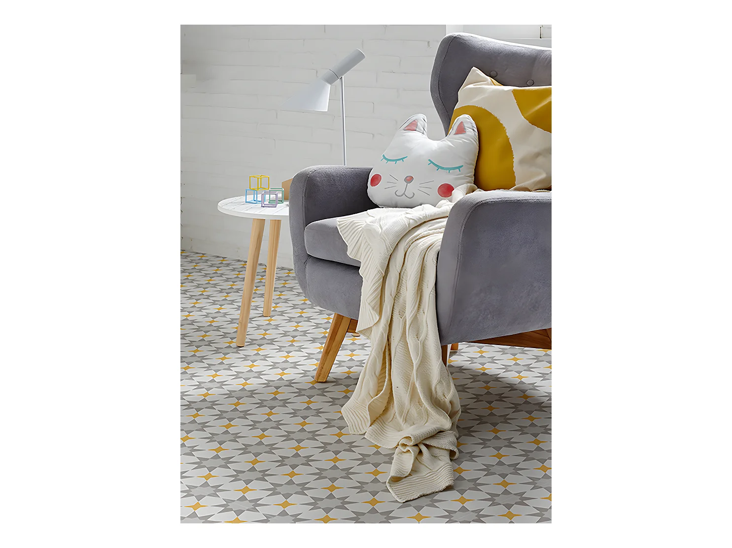 4 Carreaux de ciment véritable 0,16m2 / Carreaux de ciment artisanaux pour sol et mur Multicolore - l.20 x L.20 cm 