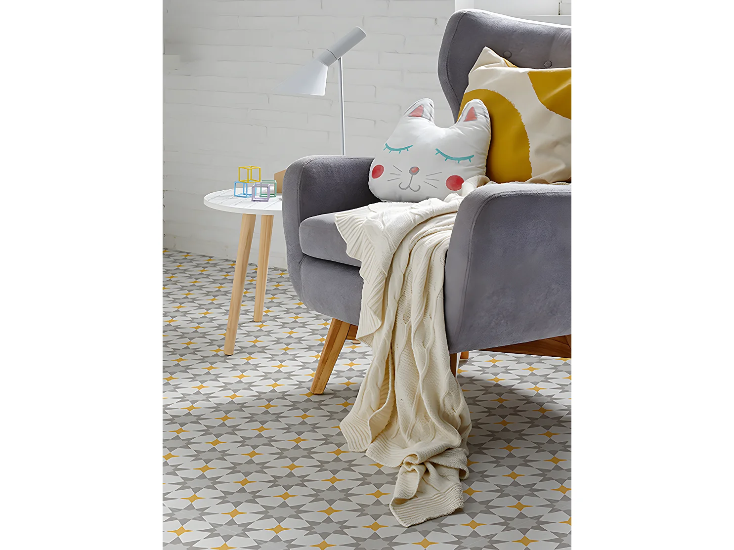 4 Carreaux de ciment véritable 0,16m2 / Carreaux de ciment artisanaux pour sol et mur Multicolore - l.20 x L.20 cm 