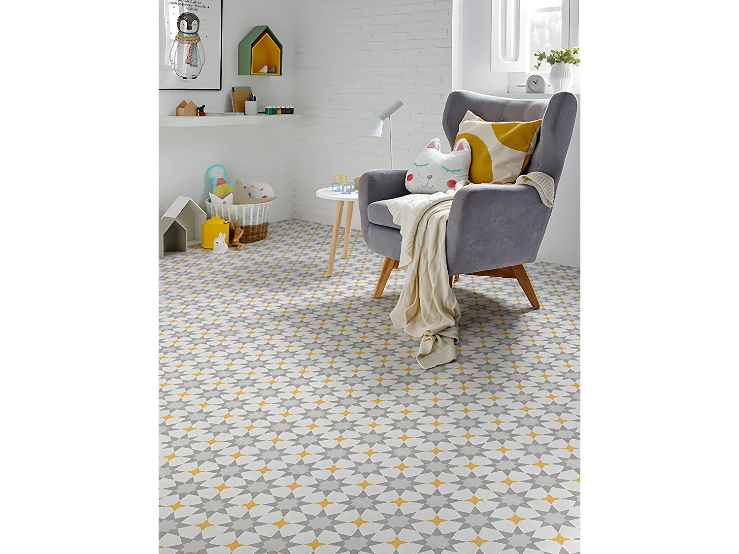 4 Carreaux de ciment véritable 0,16m2 / Carreaux de ciment artisanaux pour sol et mur Multicolore - l.20 x L.20 cm 