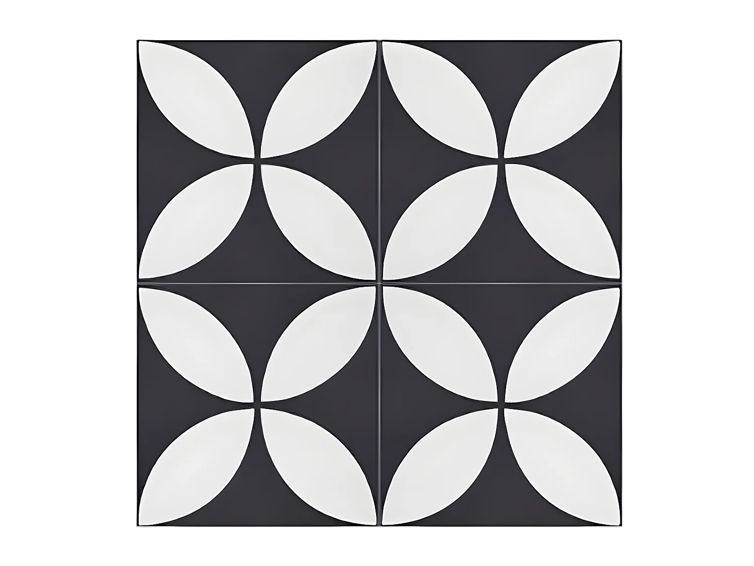 4 Carreaux de ciment véritable 0,16m2 / Carreaux de ciment artisanaux pour sol et mur coloris noir/blanc - l.20 x L.20 cm