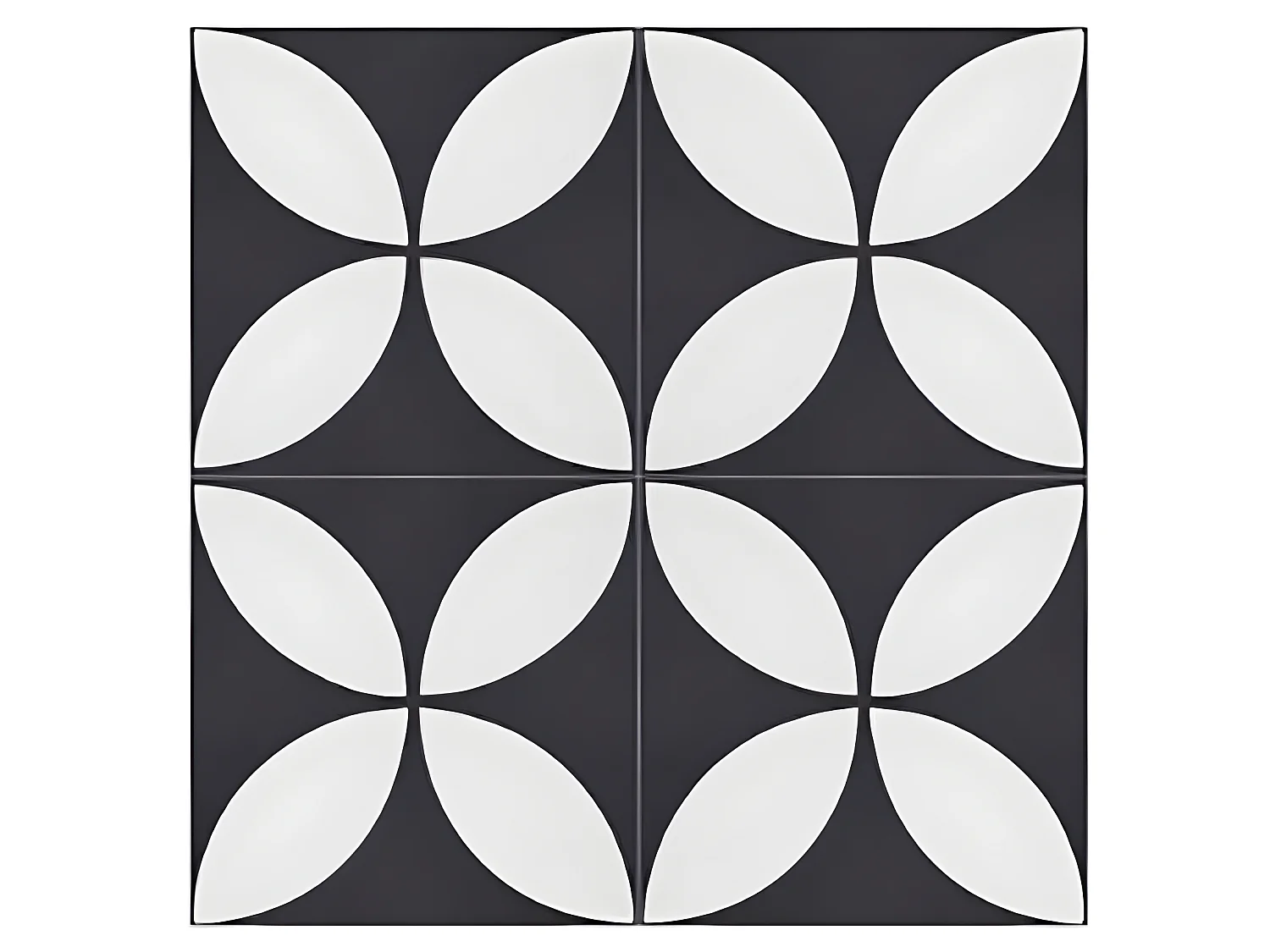 4 Carreaux de ciment véritable 0,16m2 / Carreaux de ciment artisanaux pour sol et mur coloris noir/blanc - l.20 x L.20 cm