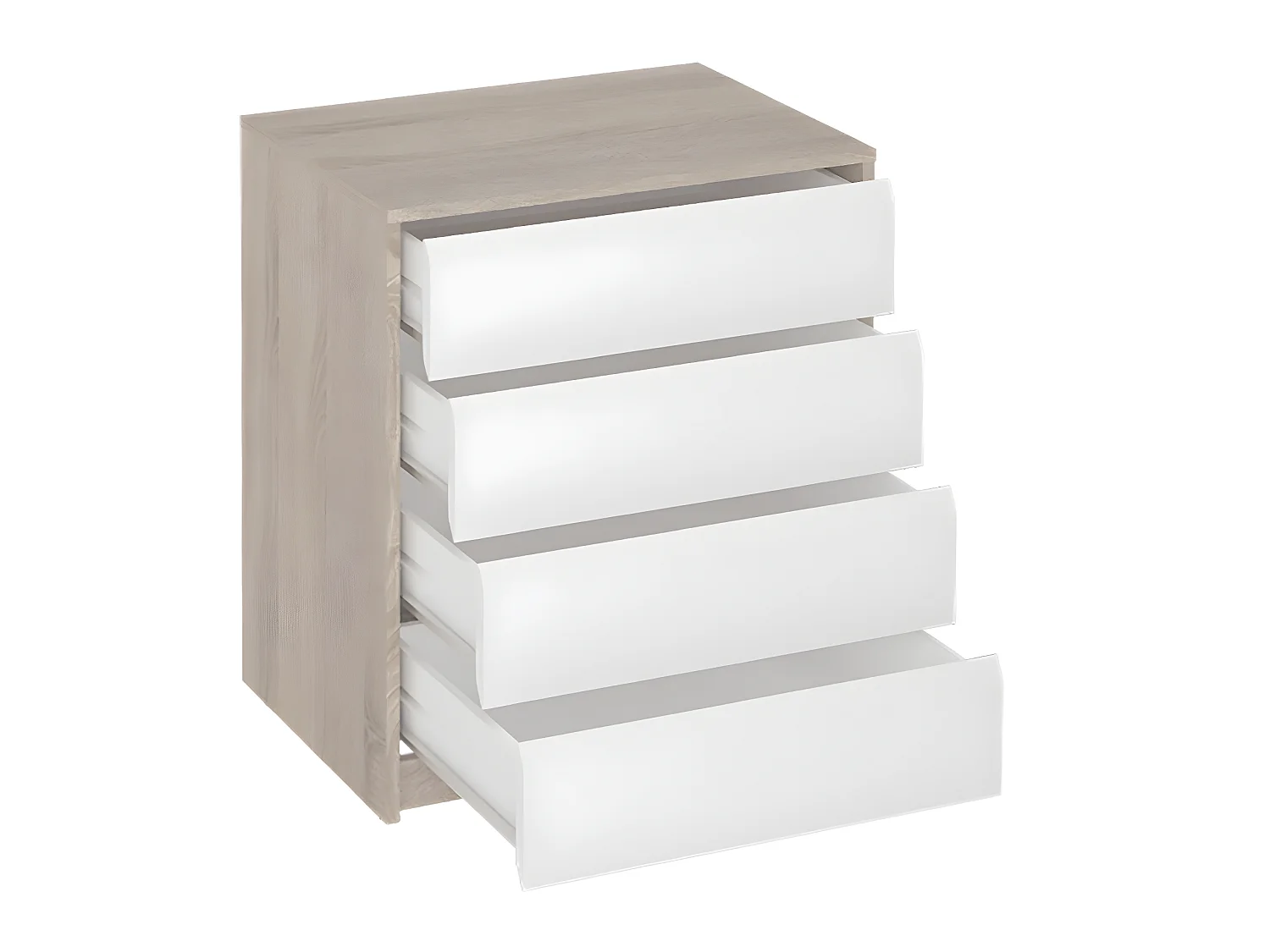 Commode, Meuble de rangement coloris chêne / blanc - Longueur 60 x Hauteur 73.4 x Profondeur 45 cm