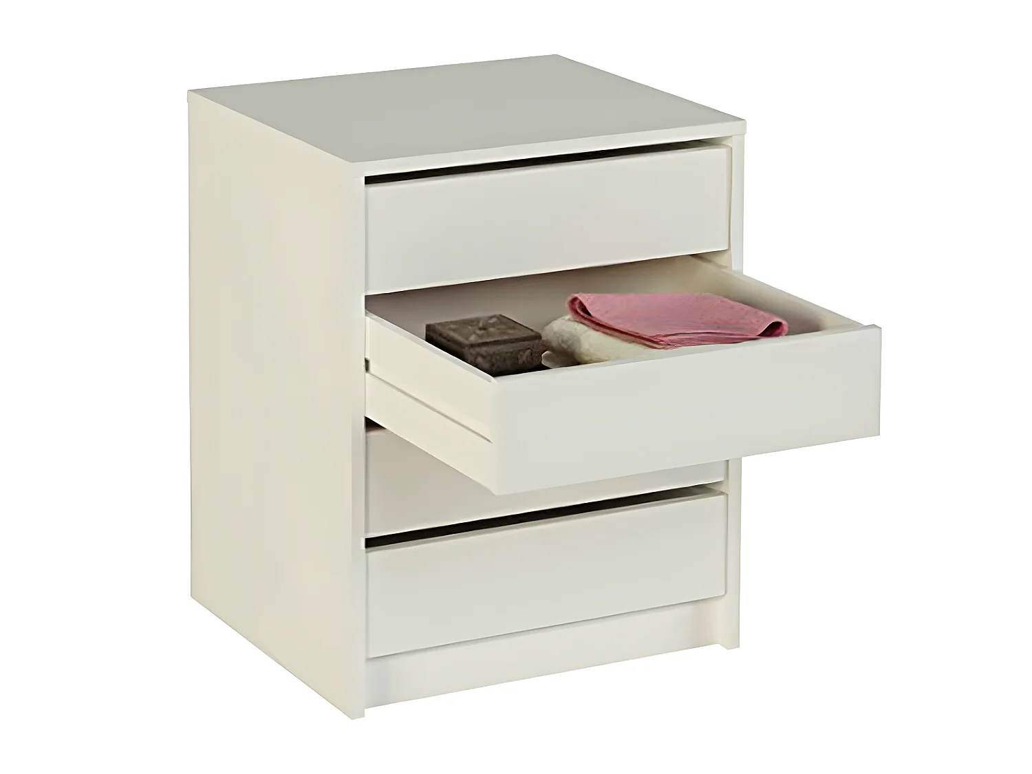 Commode / Meuble de rangement coloris blanc - Hauteur 61.4 x Longueur 50 x Profondeur 44 cm