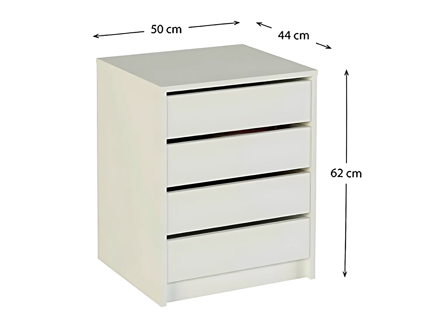 Commode / Meuble de rangement coloris blanc - Hauteur 61.4 x Longueur 50 x Profondeur 44 cm