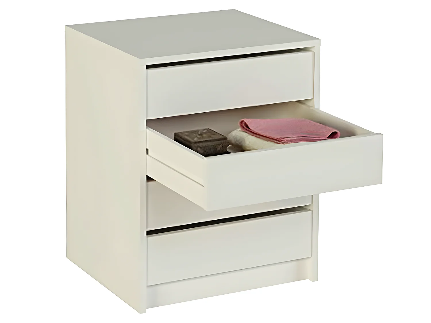 Commode / Meuble de rangement coloris blanc - Hauteur 61.4 x Longueur 50 x Profondeur 44 cm