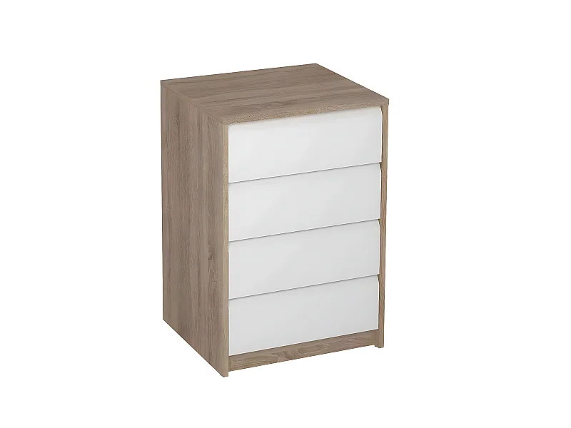 Commode, Meuble de rangement coloris chêne / blanc - Longueur 50 x Hauteur 73.4 x Profondeur 45 cm