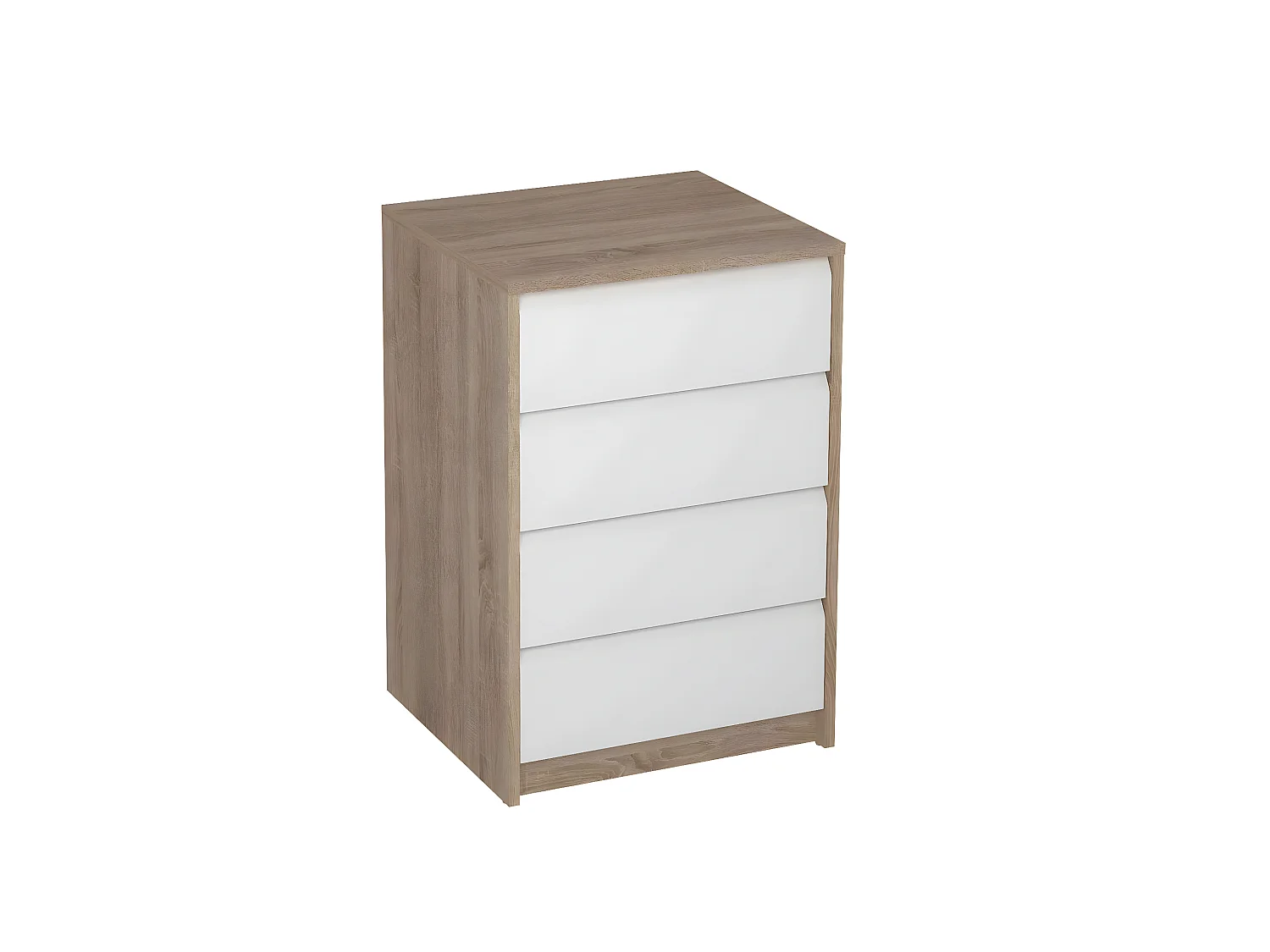 Commode, Meuble de rangement coloris chêne / blanc - Longueur 50 x Hauteur 73.4 x Profondeur 45 cm