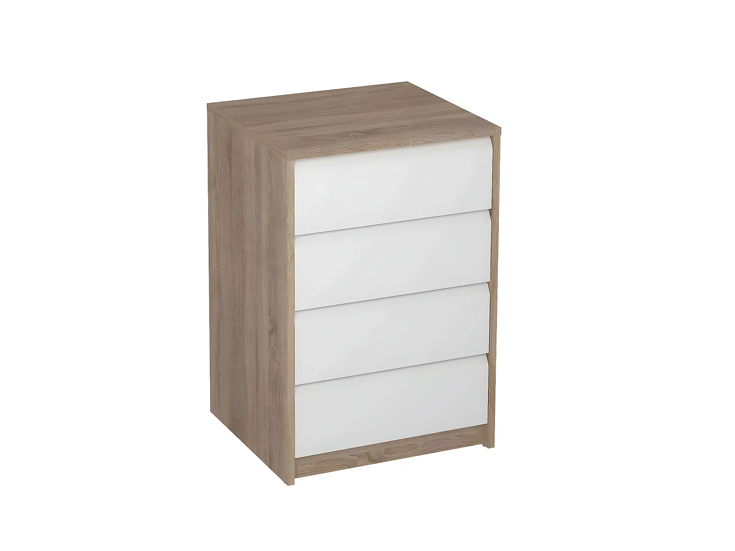 Commode, Meuble de rangement coloris chêne / blanc - Longueur 50 x Hauteur 73.4 x Profondeur 45 cm