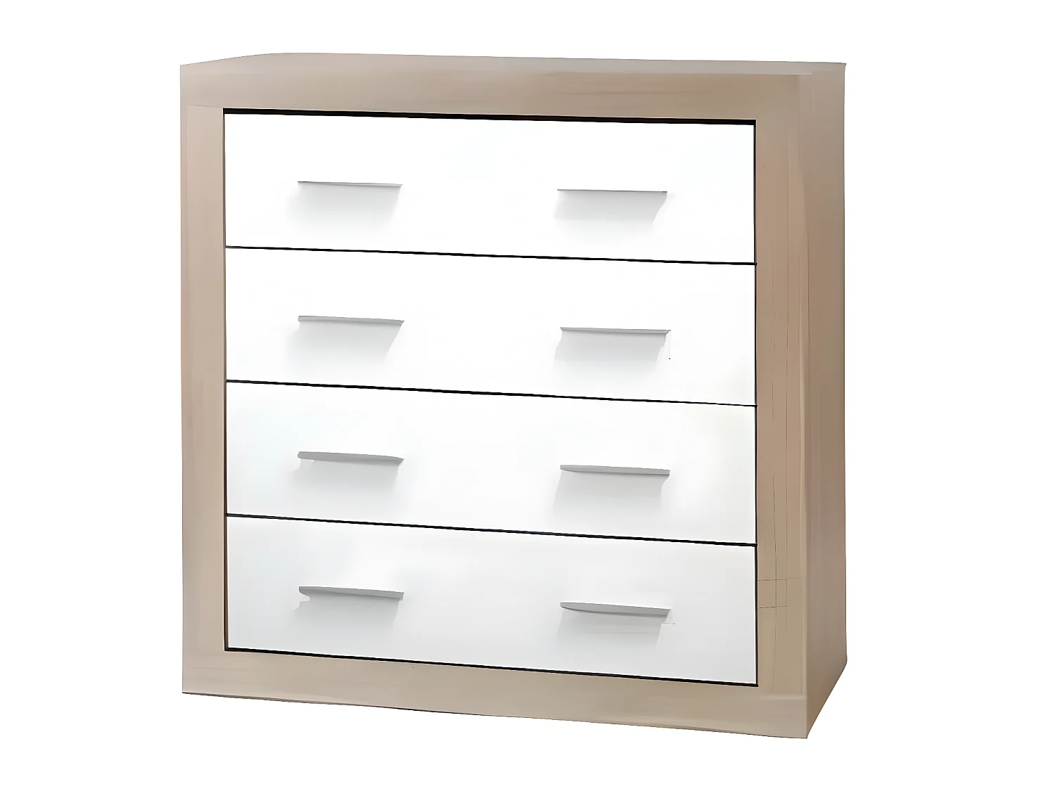Commode / meuble de rangement de 3 tiroirs coloris Chêne Cambrian / Blanc - Longueur 94 x profondeur 35 x hauteur 78 cm