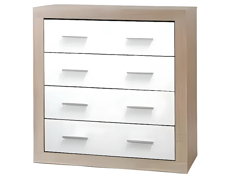 Commode / meuble de rangement de 3 tiroirs coloris Chêne Cambrian / Blanc - Longueur 94 x profondeur 35 x hauteur 78 cm