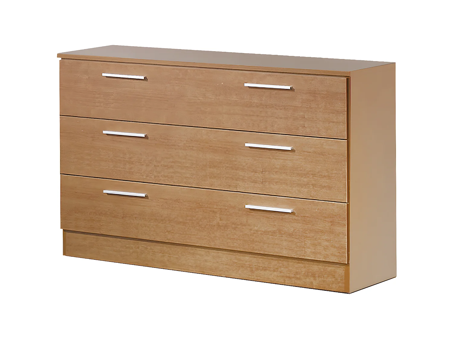 Commode / meuble de rangement de 3 tiroirs coloris Merisier - longueur 100 x profondeur 35 x hauteur 69 cm