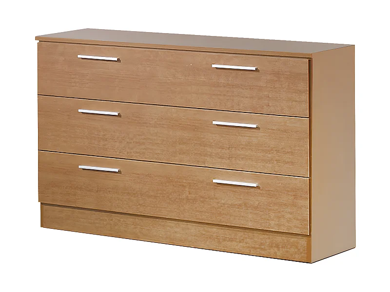 Commode / meuble de rangement de 3 tiroirs coloris Merisier - longueur 100 x profondeur 35 x hauteur 69 cm
