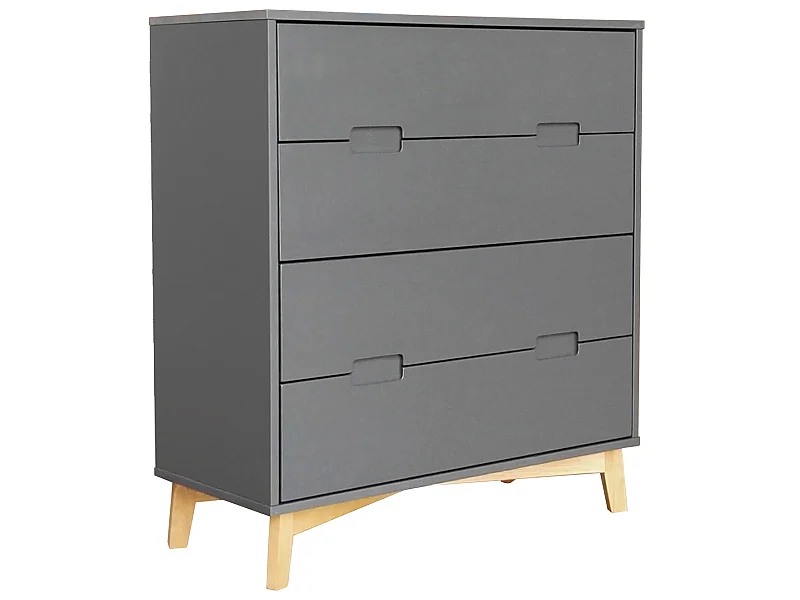 Commode / meuble de rangement de 4 tiroirs coloris Gris anthracite - longueur 80 x profondeur 35 x hauteur 89 cm