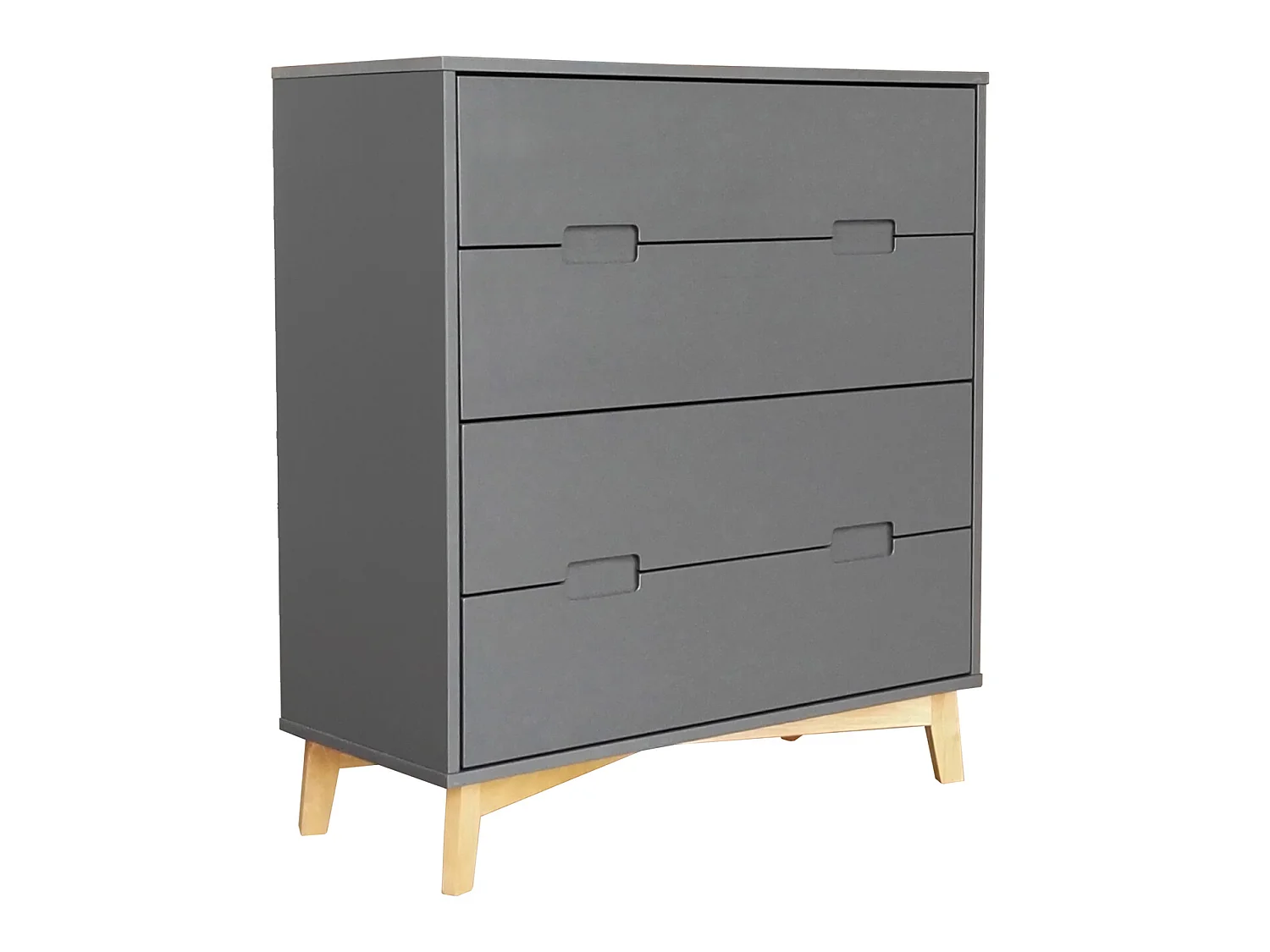 Commode / meuble de rangement de 4 tiroirs coloris Gris anthracite - longueur 80 x profondeur 35 x hauteur 89 cm
