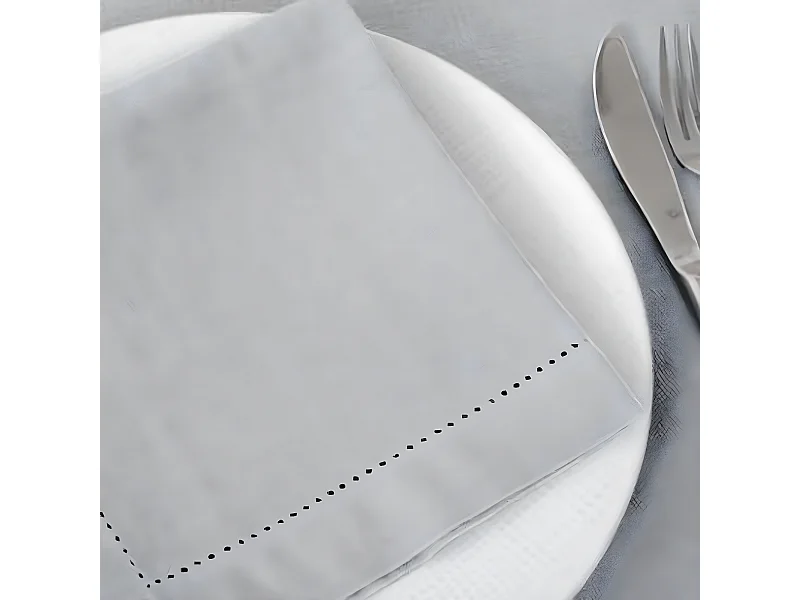Lot de 12 serviettes de table coloris gris clair - Dim : L.40 x l.40 cm