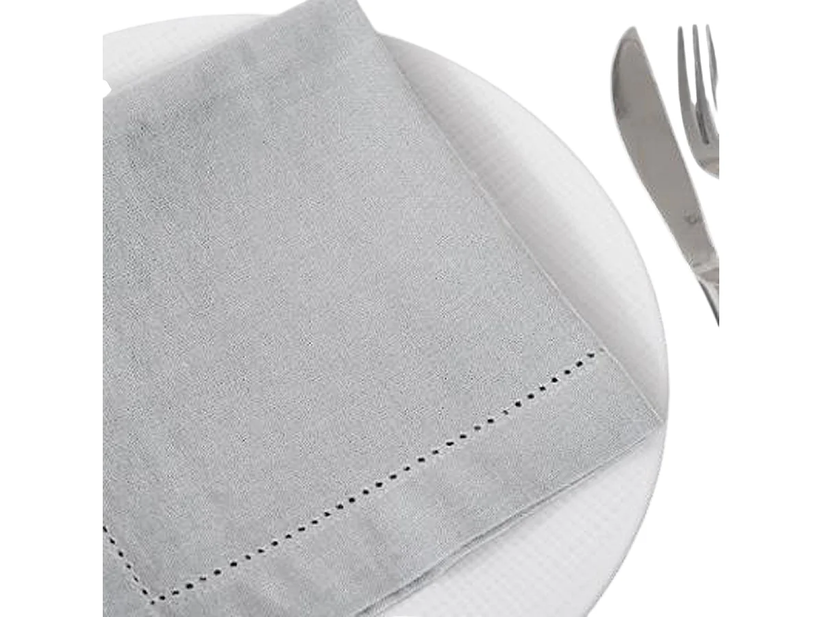 Lot de 12 serviettes de table coloris gris clair - Dim : L.40 x l.40 cm