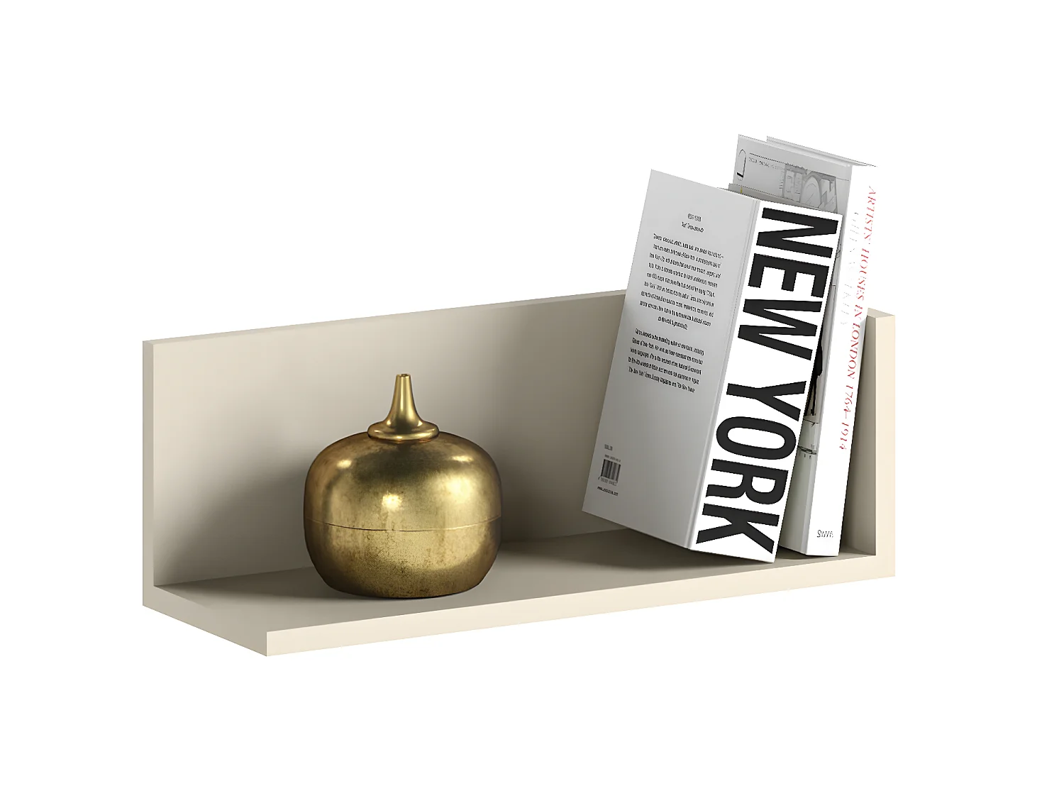 Etagère murale coloris Beige - longueur 45 x profondeur 17 x hauteur 20 cm