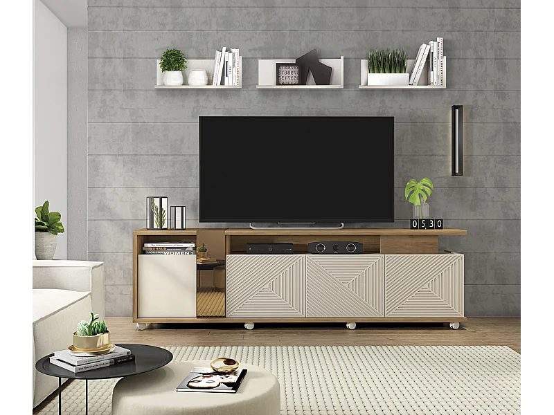 Etagère murale coloris Beige - longueur 45 x profondeur 17 x hauteur 20 cm