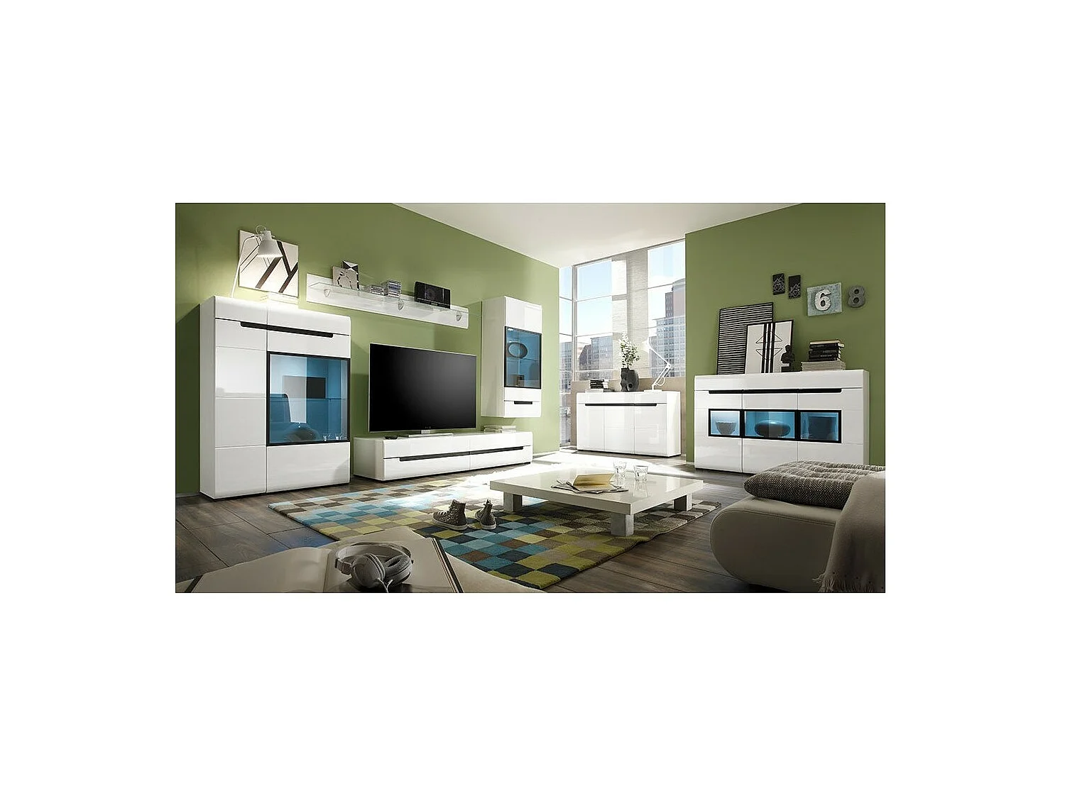 Étagère murale en verre LUCIA coloris blanc 170 cm - 170 x 22 x 22 cm