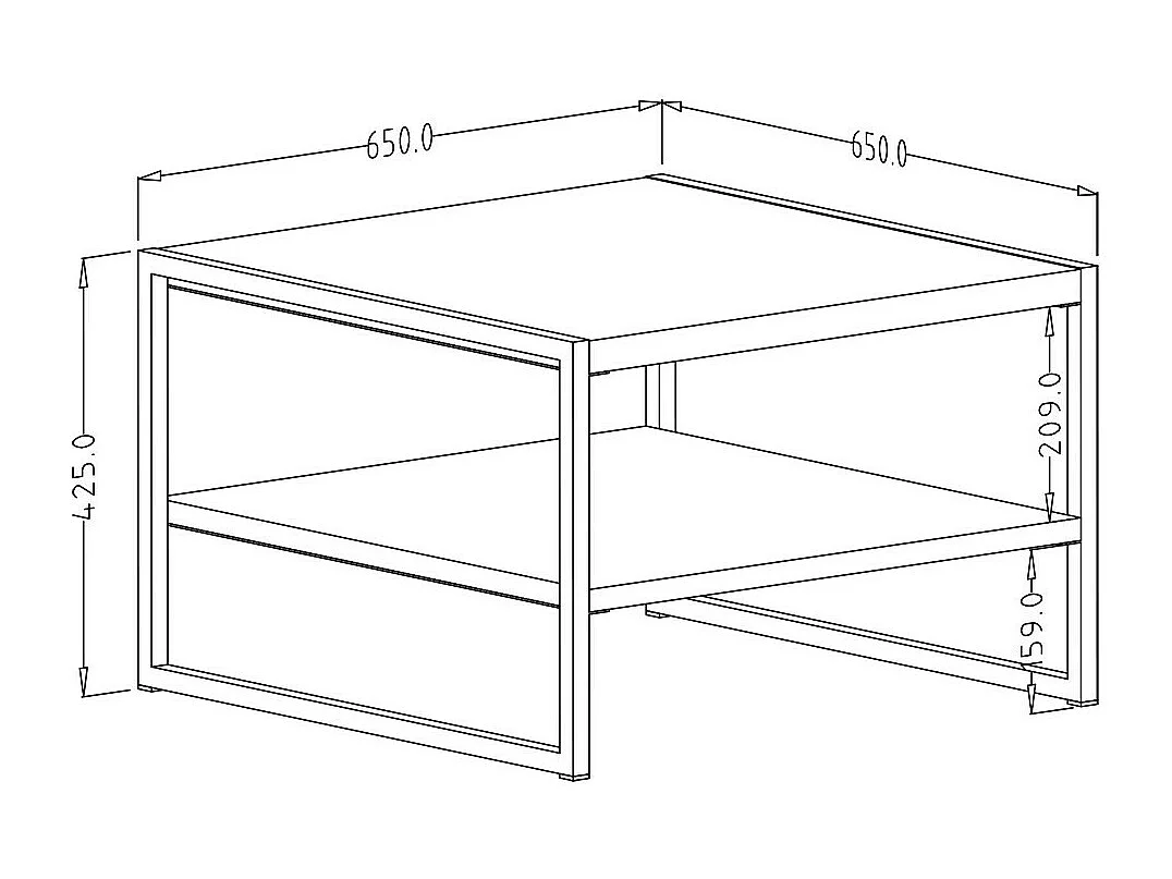 Table basse ZOLA – Carrée 65x65 cm – Coloris épicéa et noir – Style industriel