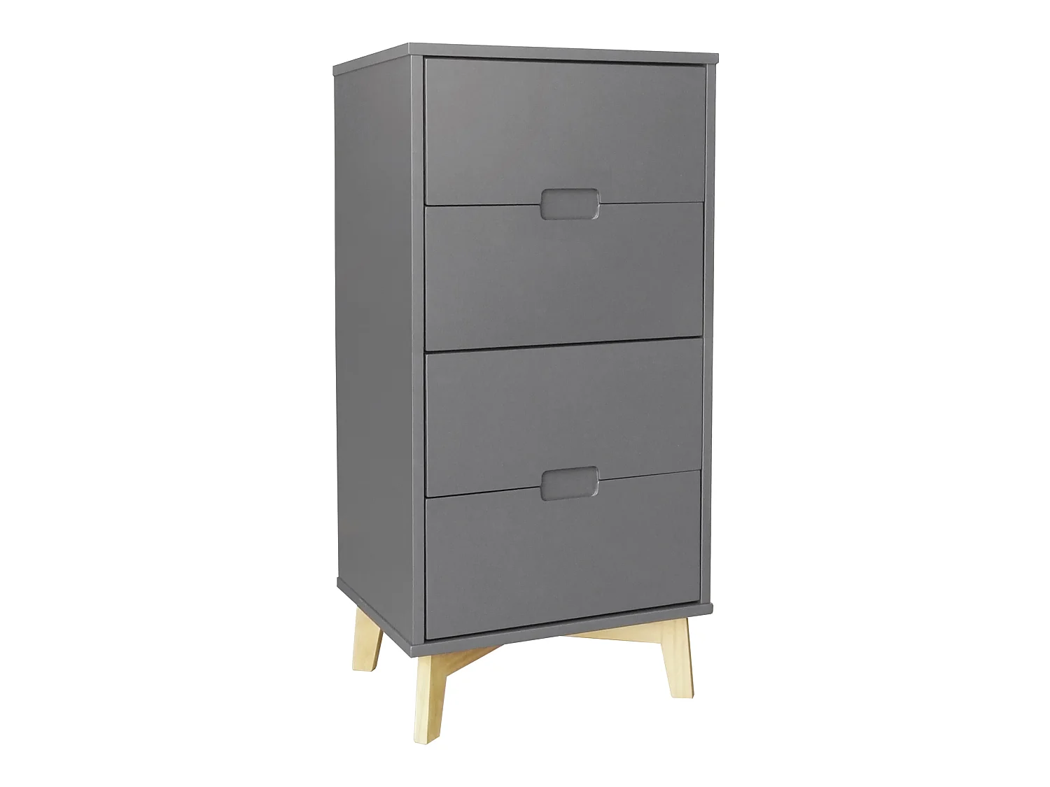 Chiffonnier de 4 tiroirs coloris Gris anthracite - longueur 43 x profondeur 35 x hauteur 104 cm