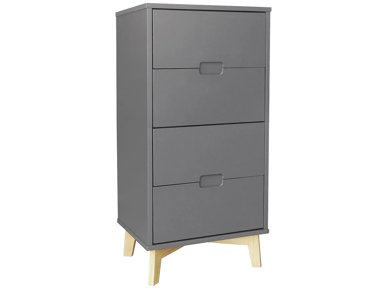 Chiffonnier de 4 tiroirs coloris Gris anthracite - longueur 43 x profondeur 35 x hauteur 104 cm