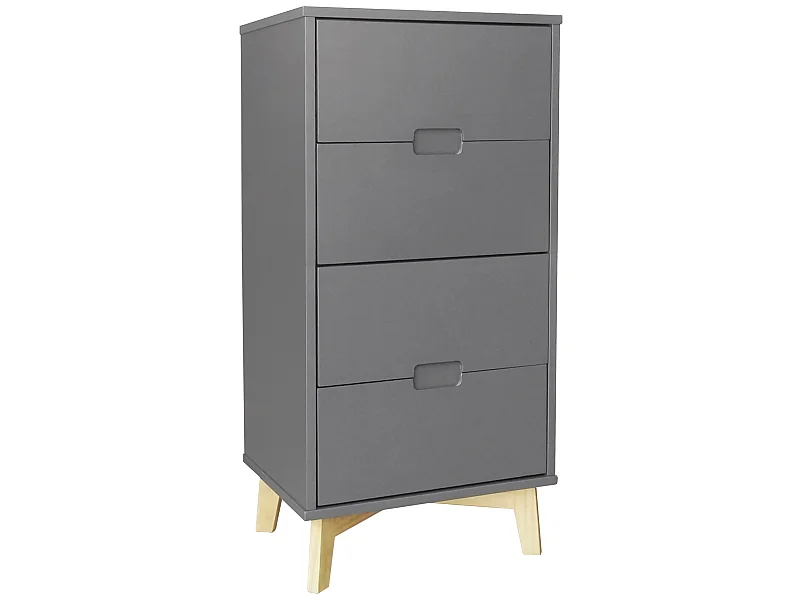 Chiffonnier de 4 tiroirs coloris Gris anthracite - longueur 43 x profondeur 35 x hauteur 104 cm