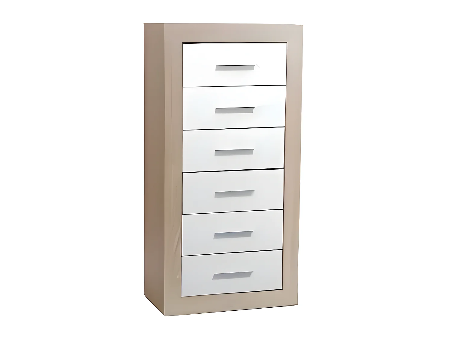 Chiffonnier de 6 tiroirs coloris Chêne Cambrian / Blanc - Longueur 54 x profondeur 35 x hauteur 110 cm
