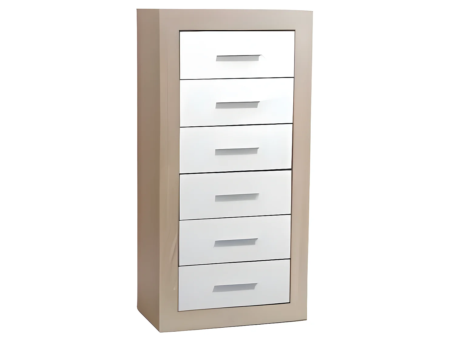 Chiffonnier de 6 tiroirs coloris Chêne Cambrian / Blanc - Longueur 54 x profondeur 35 x hauteur 110 cm