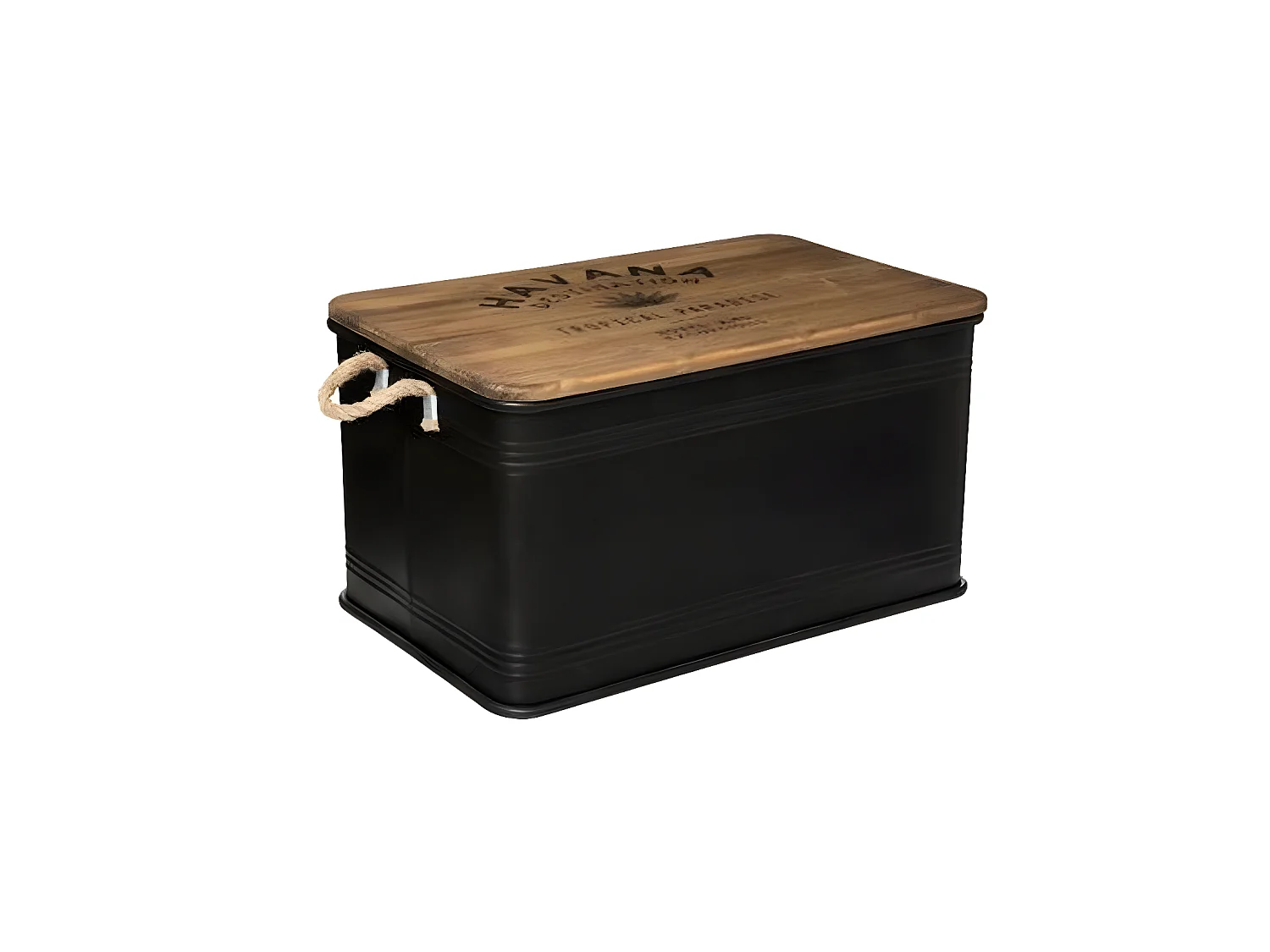 Lot de 3 malles de rangement en bois / métal coloris noir