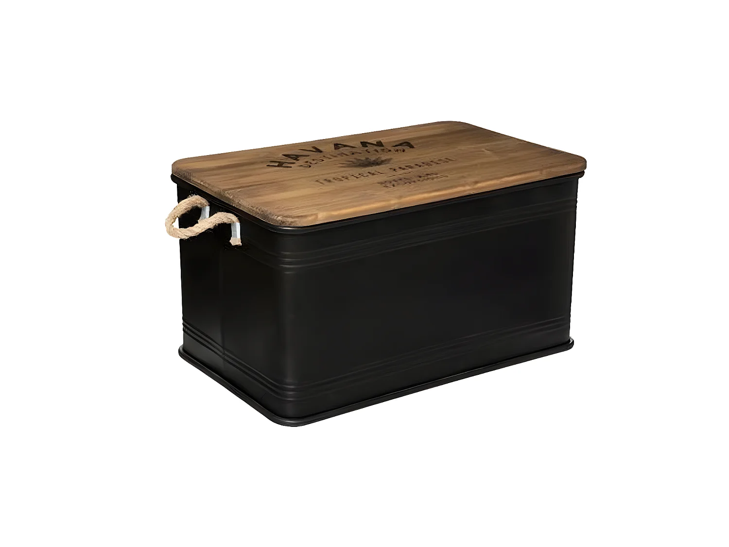 Lot de 3 malles de rangement en bois / métal coloris noir