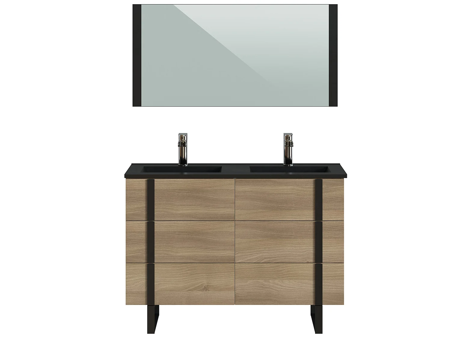 Ensemble de salle de bain en mélamine coloris chêne/ noir