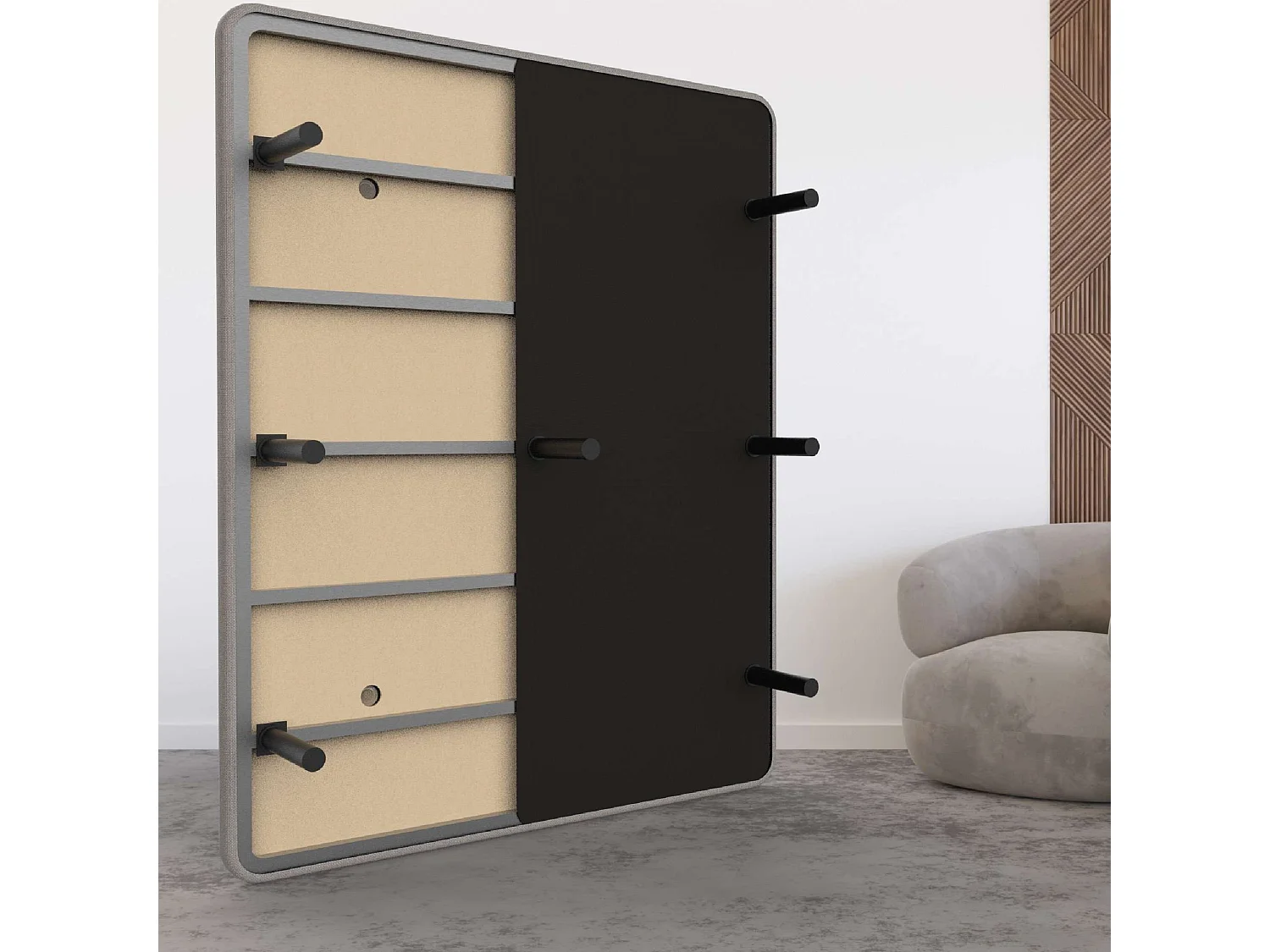 Base Tapizada 150x190  Gris - Nalui