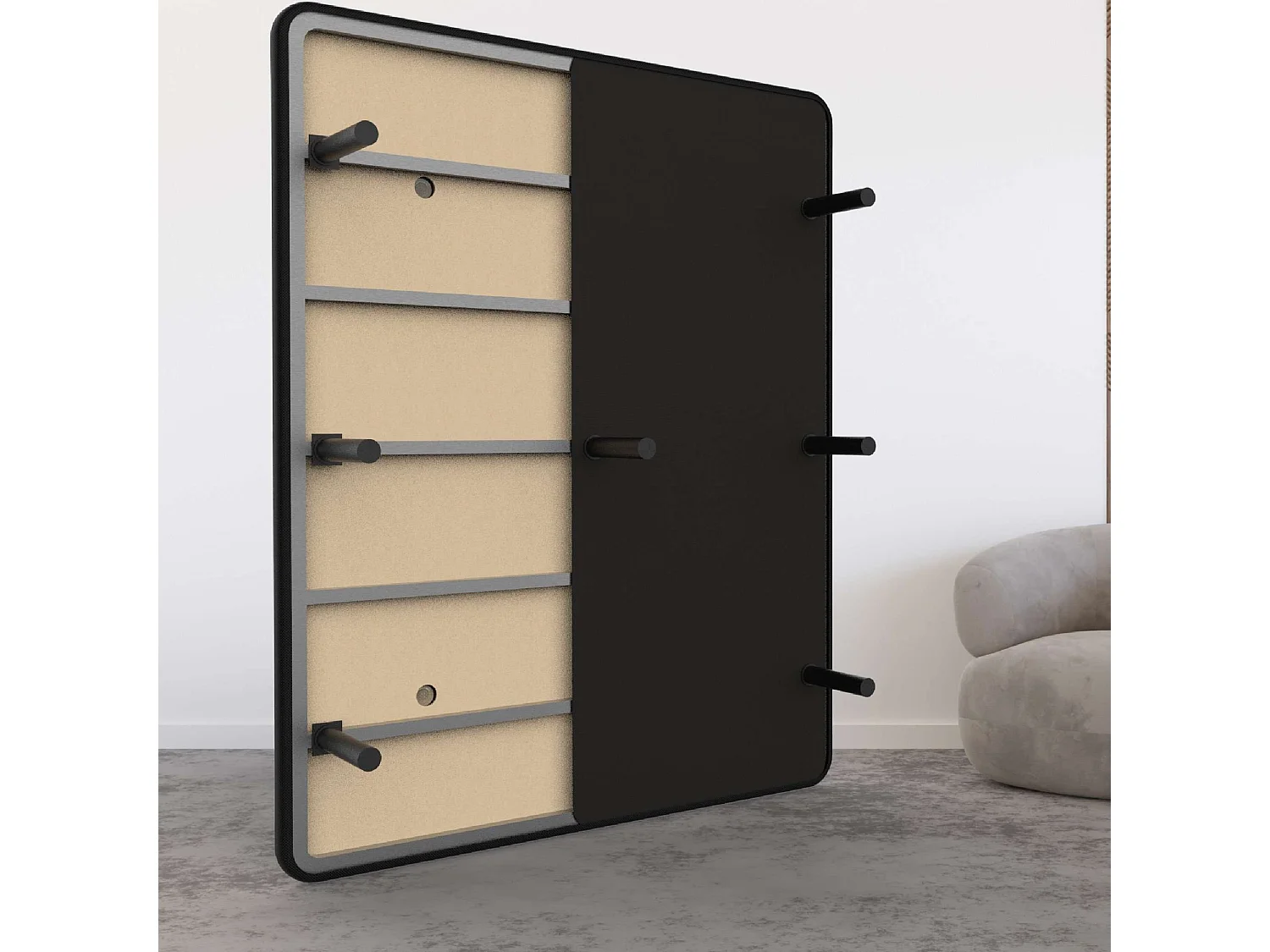 Base Tapizada 140x200  Negro - Nalui