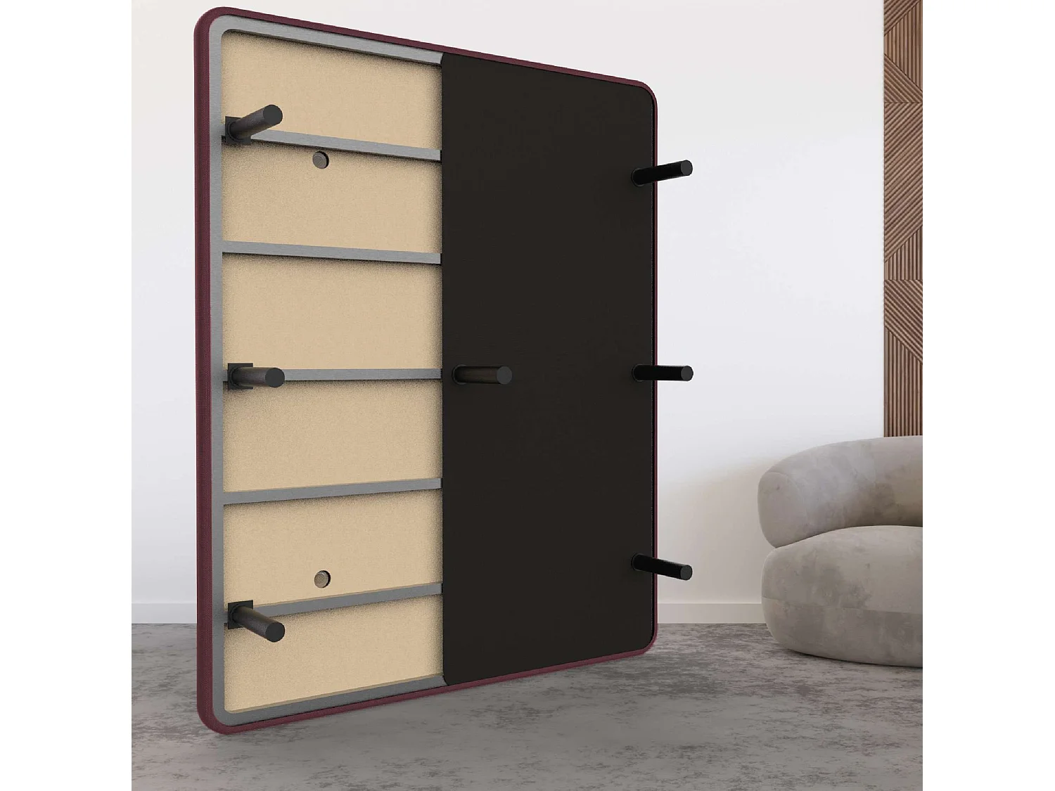 Base Tapizada 90x190  granate - Nalui