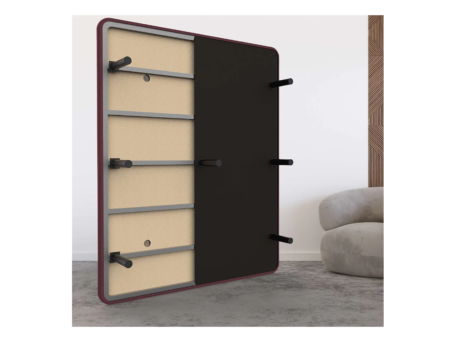 Base Tapizada 135x190  granate - Nalui