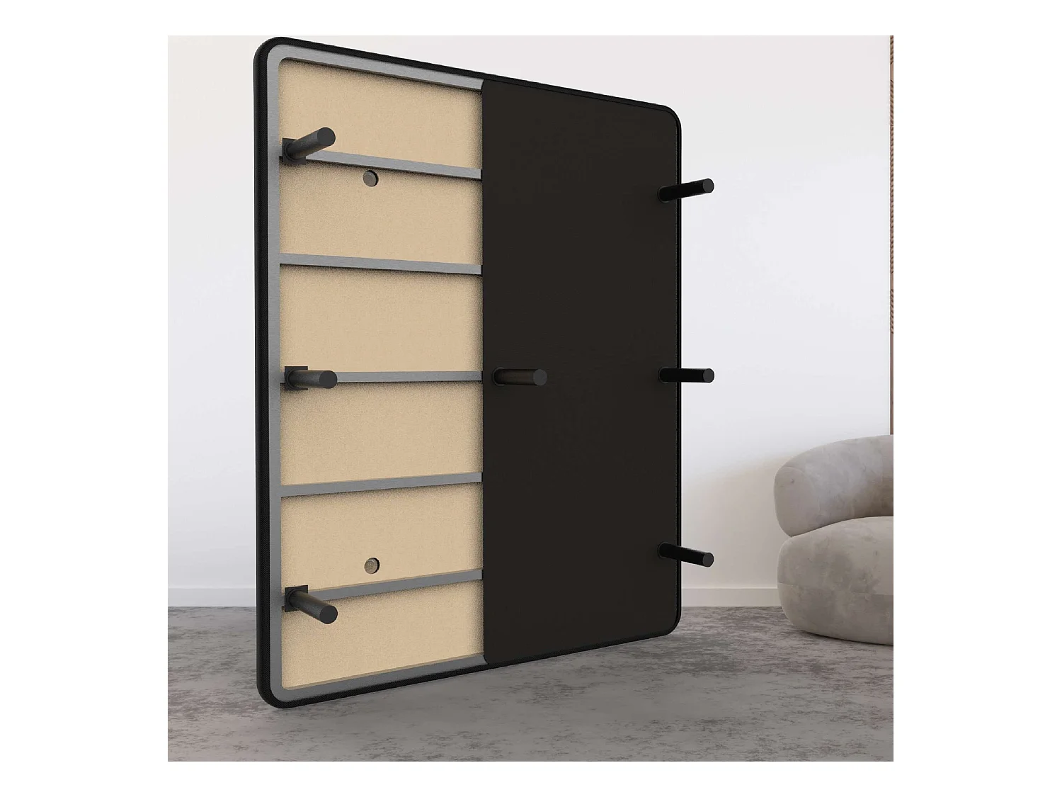 Base Tapizada 140x190  Negro - Nalui