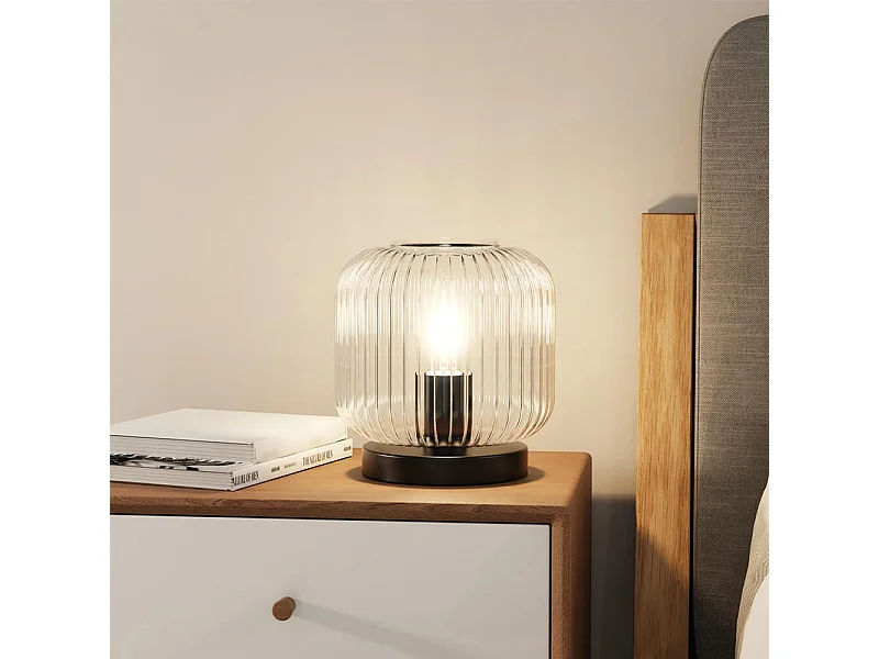 Home Deluxe Lampe de table en verre LILY - Transparent