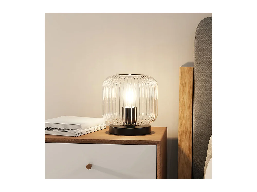 Home Deluxe Lampe de table en verre LILY - Transparent