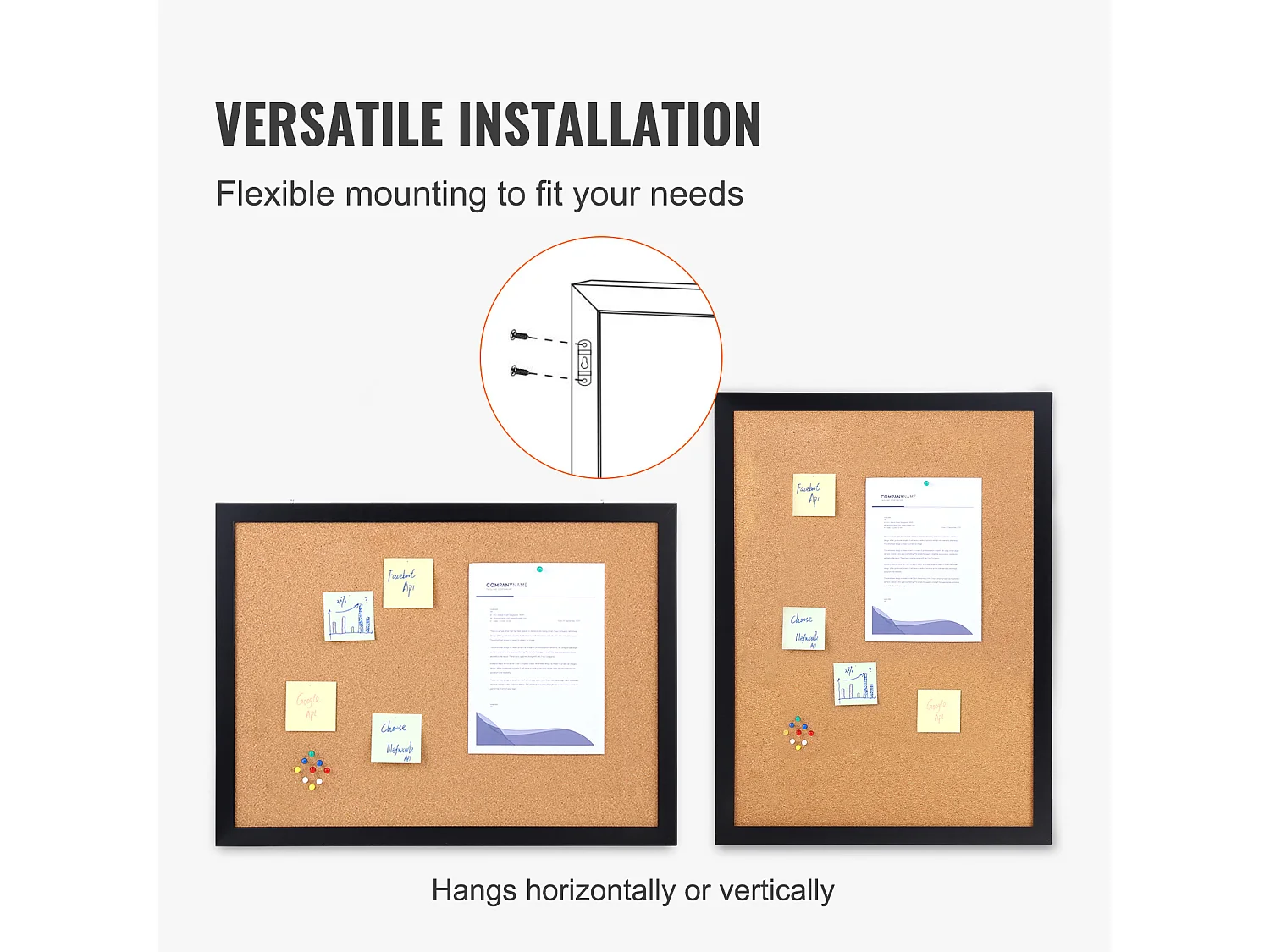 Tableau en Liège, SucceBuy Tableau d'Affichage en Liège, Cadre MDF 91 × 61 cm, Fixation Murale