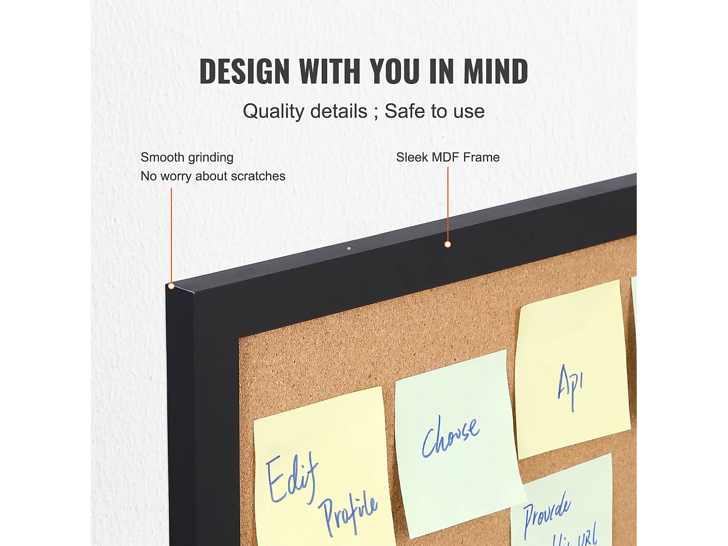 Tableau en Liège, SucceBuy Tableau d'Affichage en Liège 61 × 46 cm, Cadre en MDF, Organiseur Mural