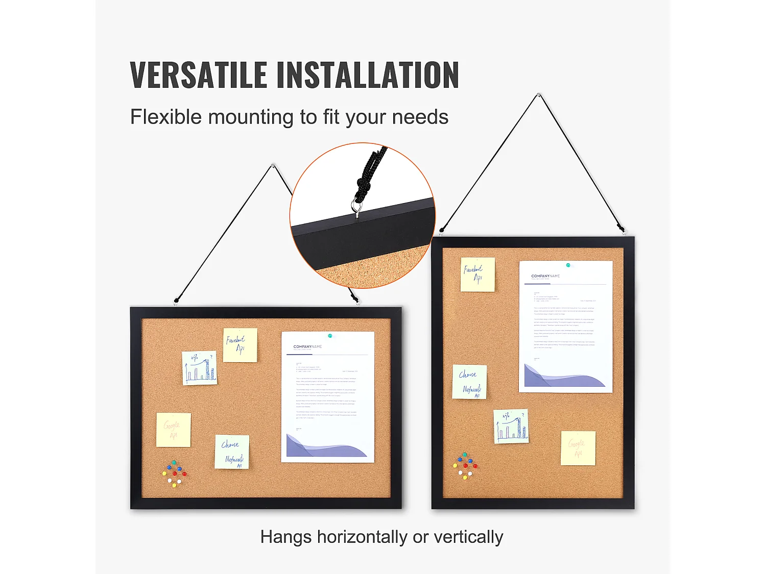 Tableau en Liège, SucceBuy Tableau d'Affichage en Liège 61 × 46 cm, Cadre en MDF, Organiseur Mural