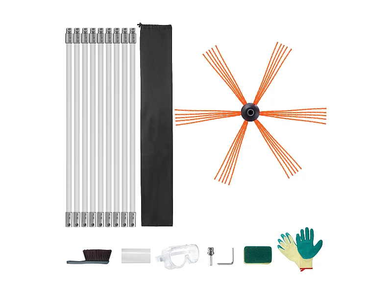 Kaminbürsten-Kit SucceBuy, 76 cm, Rotierende Bürste, 9 Nylon-Stangen