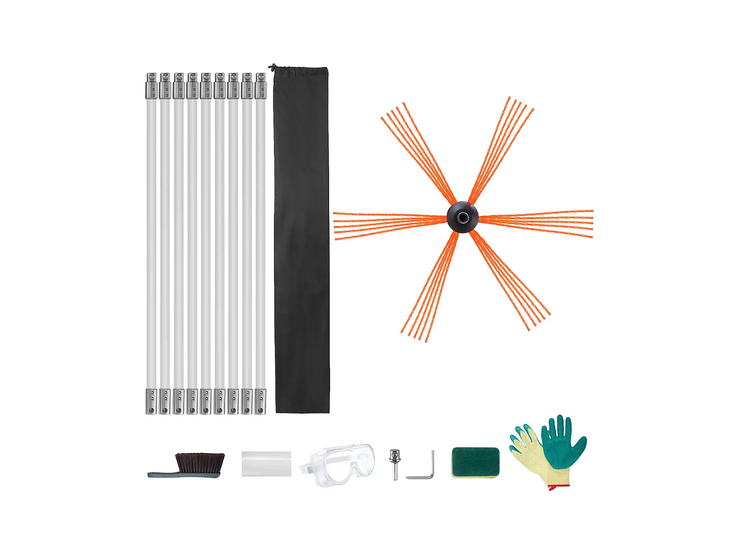 Brosse de Cheminée Kit SucceBuy, 76 cm, Brosse Rotative, 9 Tiges en Nylon