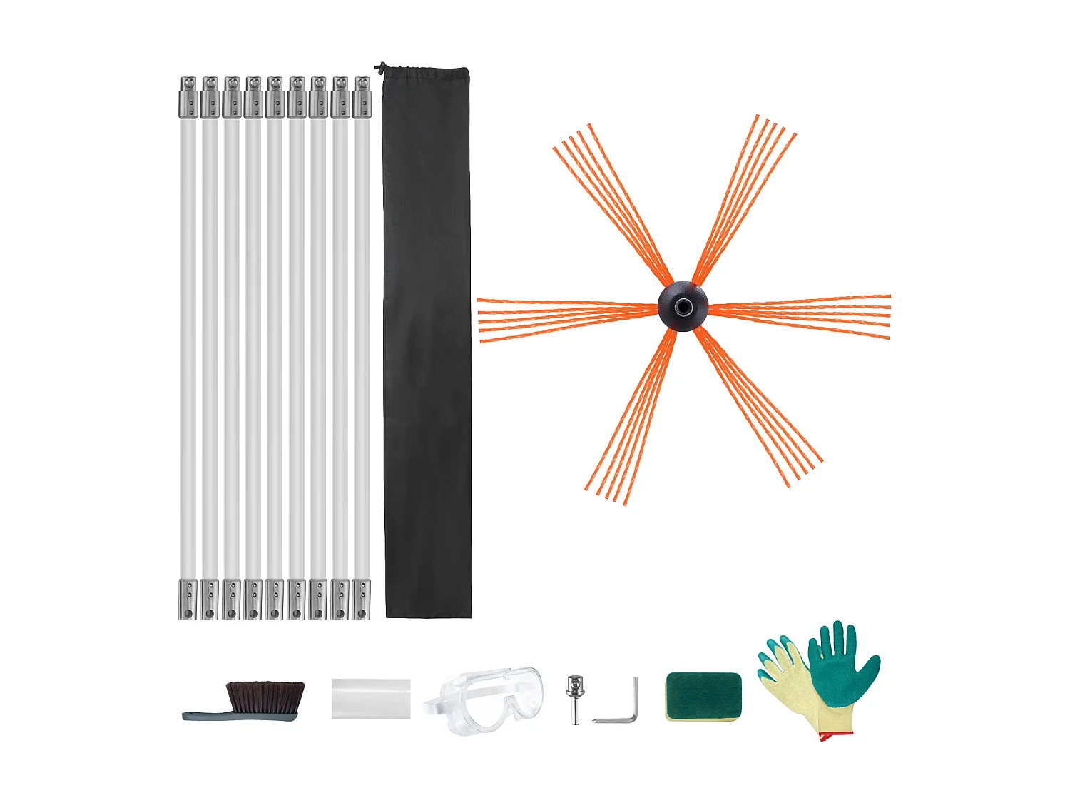 Brosse de Cheminée Kit SucceBuy, 76 cm, Brosse Rotative, 9 Tiges en Nylon